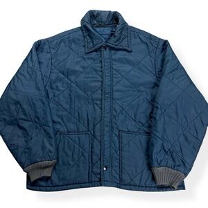 VTG Big Smith Jacket Blue Men's XL Quilted Workwear Insulated USA‎ TALON Zipper